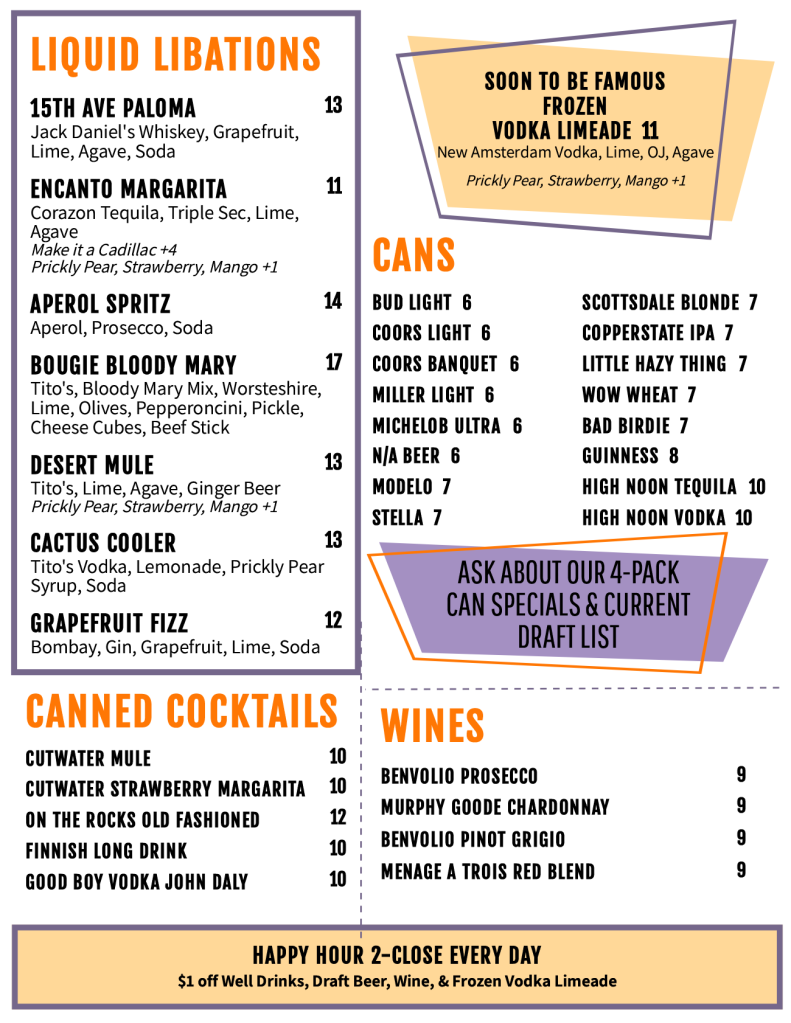 Encanto Menu
